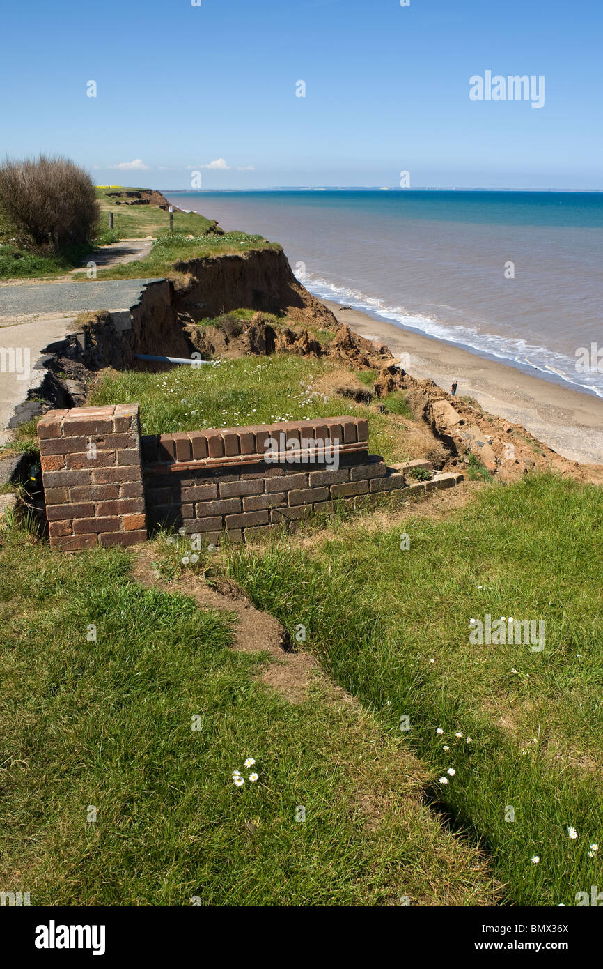 Coastal erosion, North Sea coast, Aldbrough, East Riding of Yorkshire, England Stock Photo