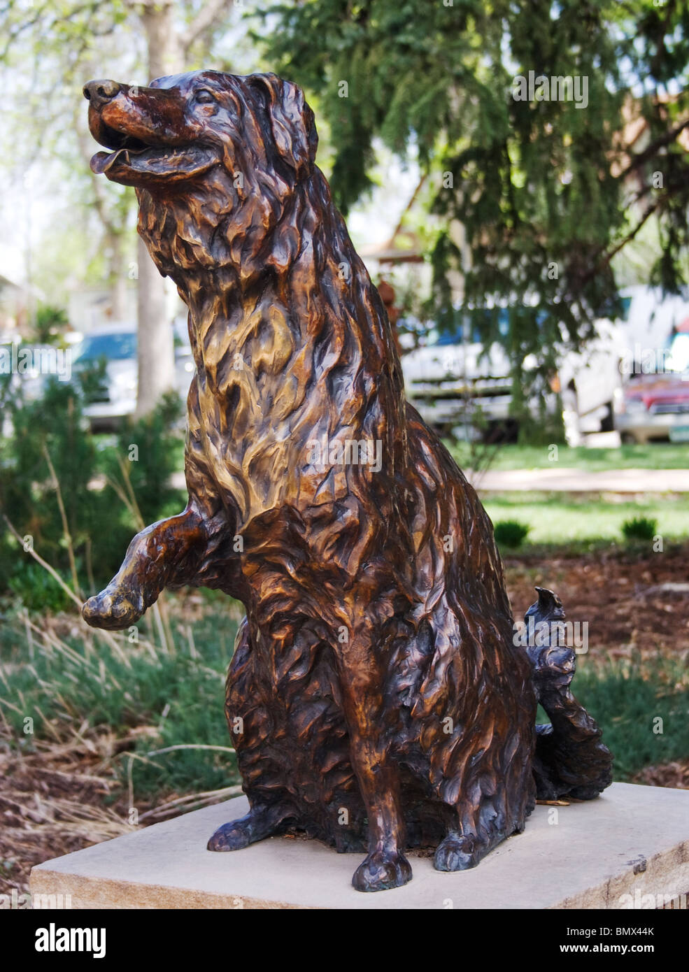 Annie the Railroad Dog statue in Fort Collins Colorado Stock Photo