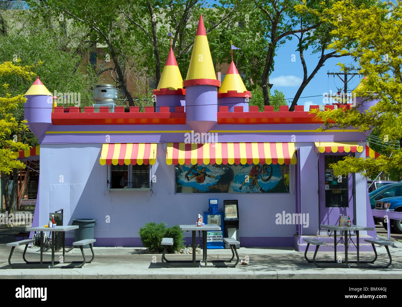 Castle shaped diner in Colorado Springs Stock Photo