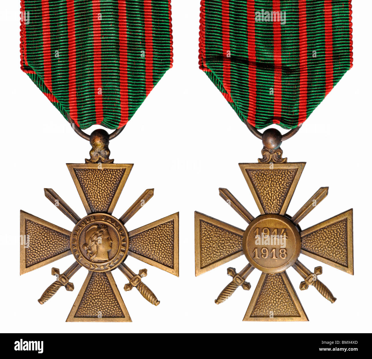 French WW1 Croix de Guerre medal (1914-1918) Stock Photo