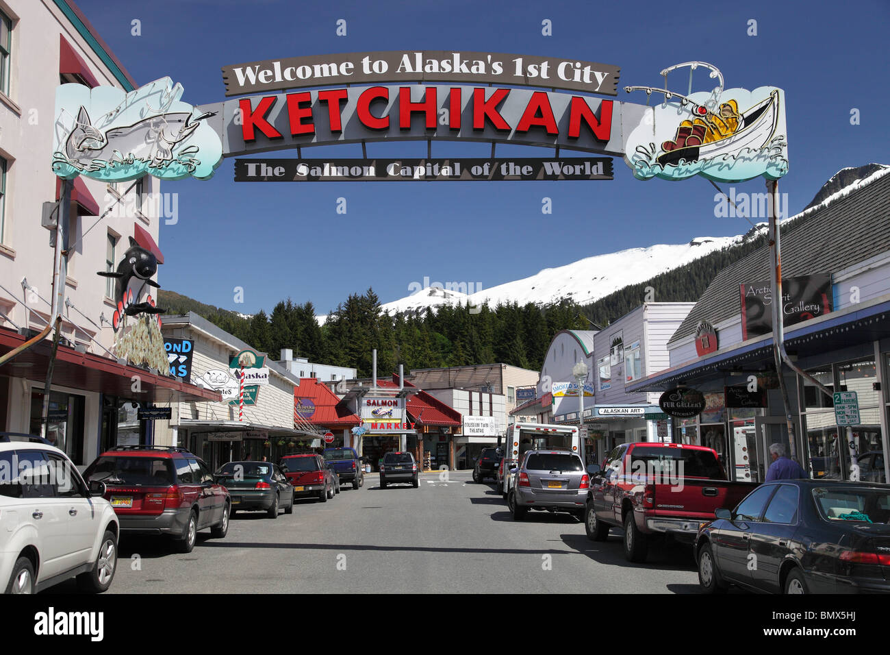 Welcome to Ketchikan, Alaska Stock Photo
