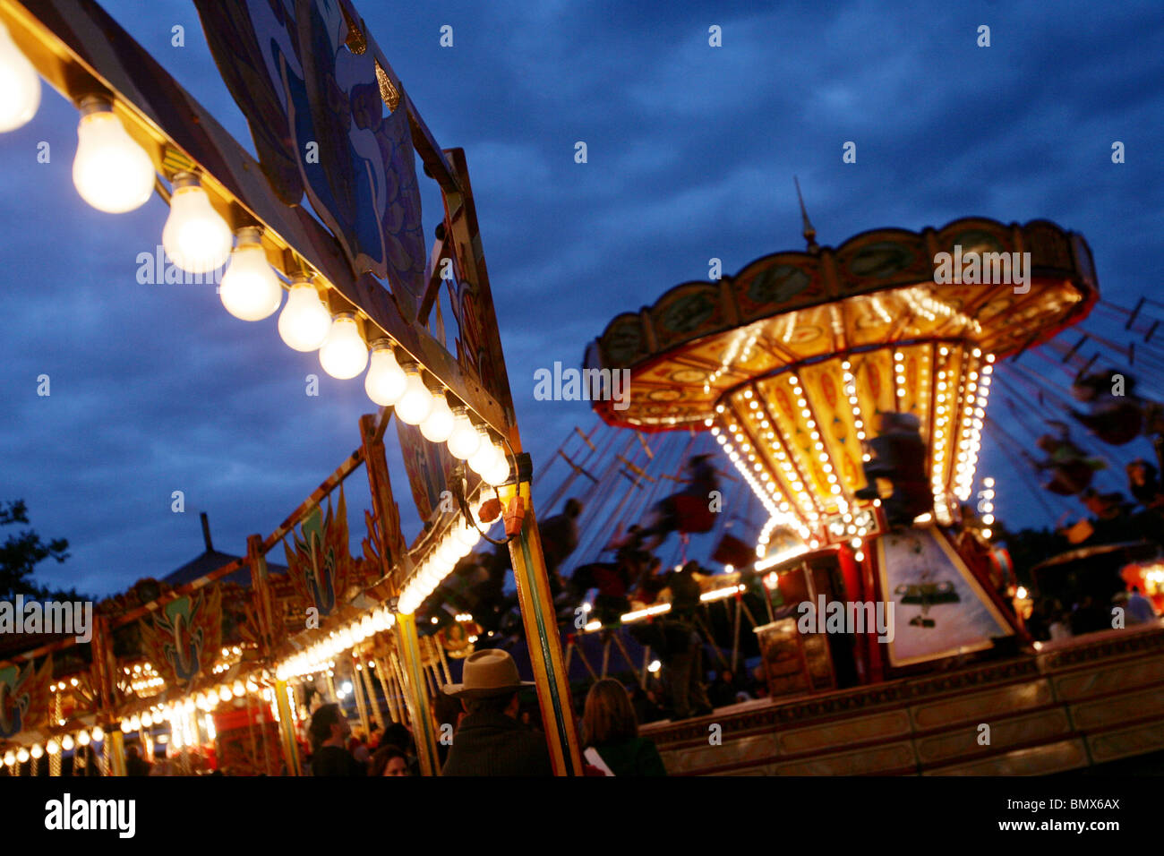 Lights at a fairground Stock Photo Alamy