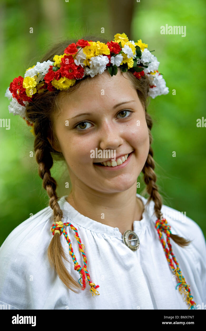 Latvia,Latvian folklore,Traditional costumes Stock Photo Alamy