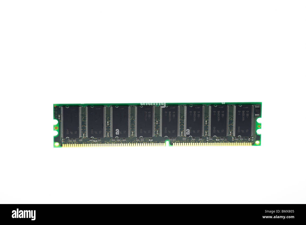 A stick of computer 256MB DDR RAM on a white backdrop Stock Photo