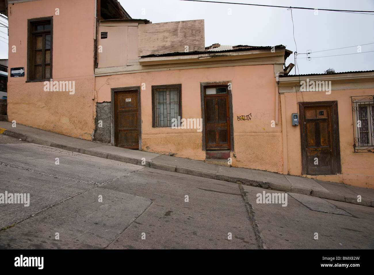Coquimbo, Chile. Buildings on steep hill. Stock Photo