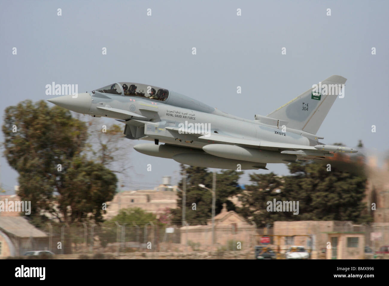 Royal Saudi Air Force Eurofighter Typhoon military fighter jet aircraft taking off Stock Photo