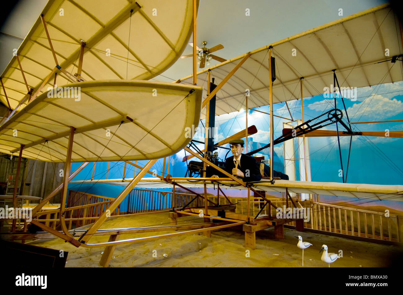 Replica of the first airplane flown by Wilbur Wright at the Wilbur Wright Birthplace and Museum near to Millville, Indiana Stock Photo