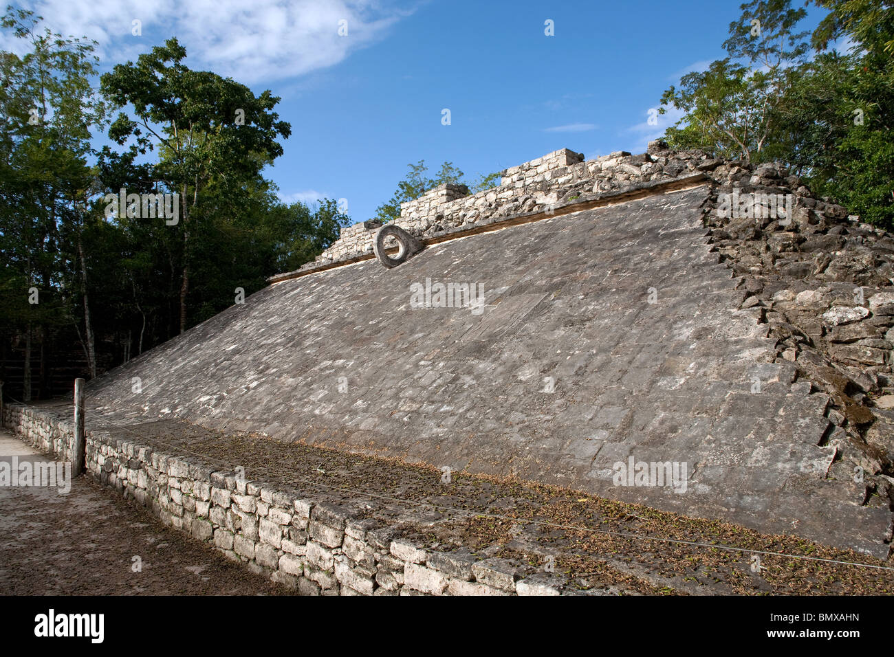 Ancient Mayan Soccer and Basketball Stadium At The Archaeological Site Coba Quintana Roo Mexico Stock Photo
