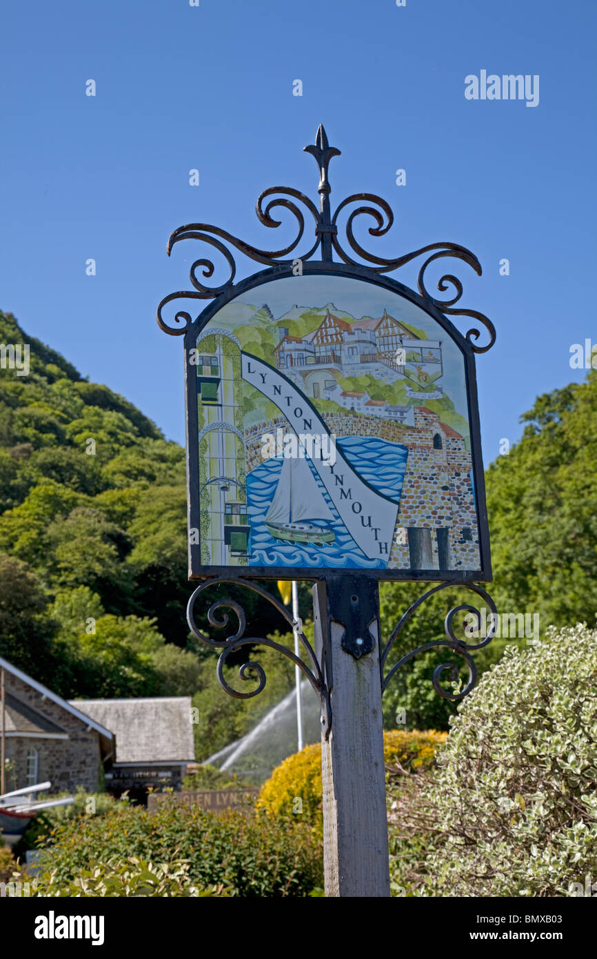 Signboard for Lynmouth Lynton North Devon UK Stock Photo