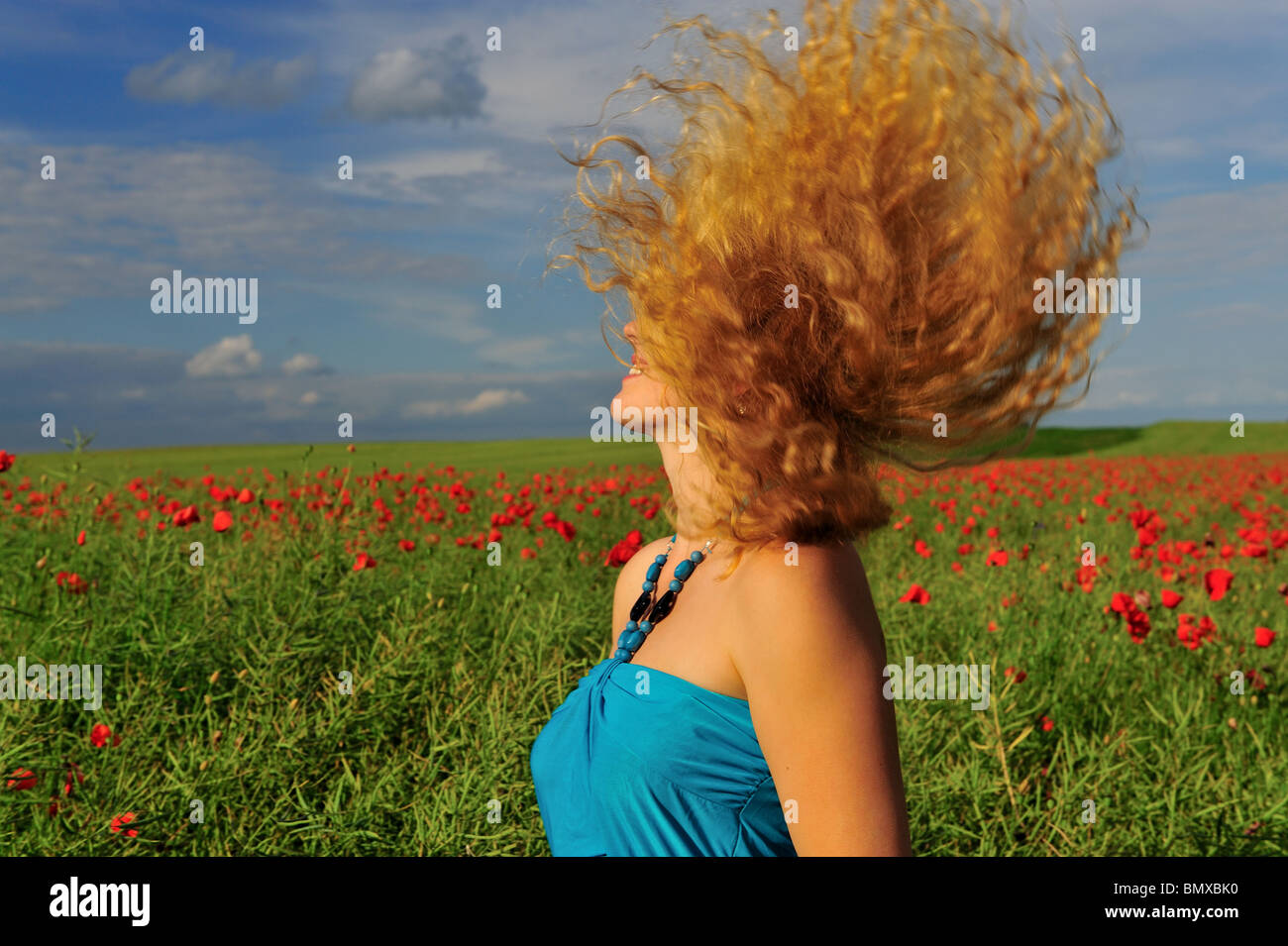 Girl, spring, positiv emotion,mindfulness, mentalhealth, Mindfulness,life force Stock Photo