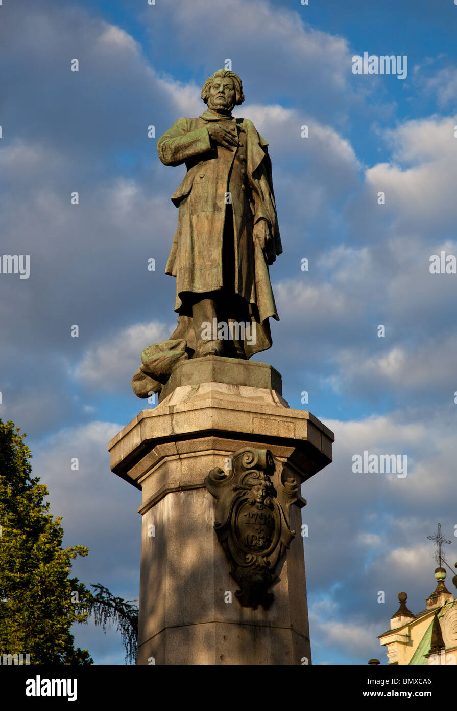 Statue of Adam Mickiewicz in Warsaw in Poland. Famous Poet and Patriot Stock Photo