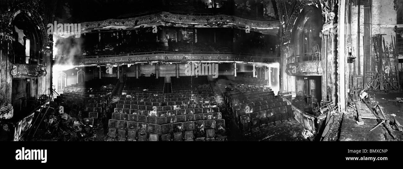 Panorama of Iroquois Theater after the fire, Dec. 31, 1903 Stock Photo