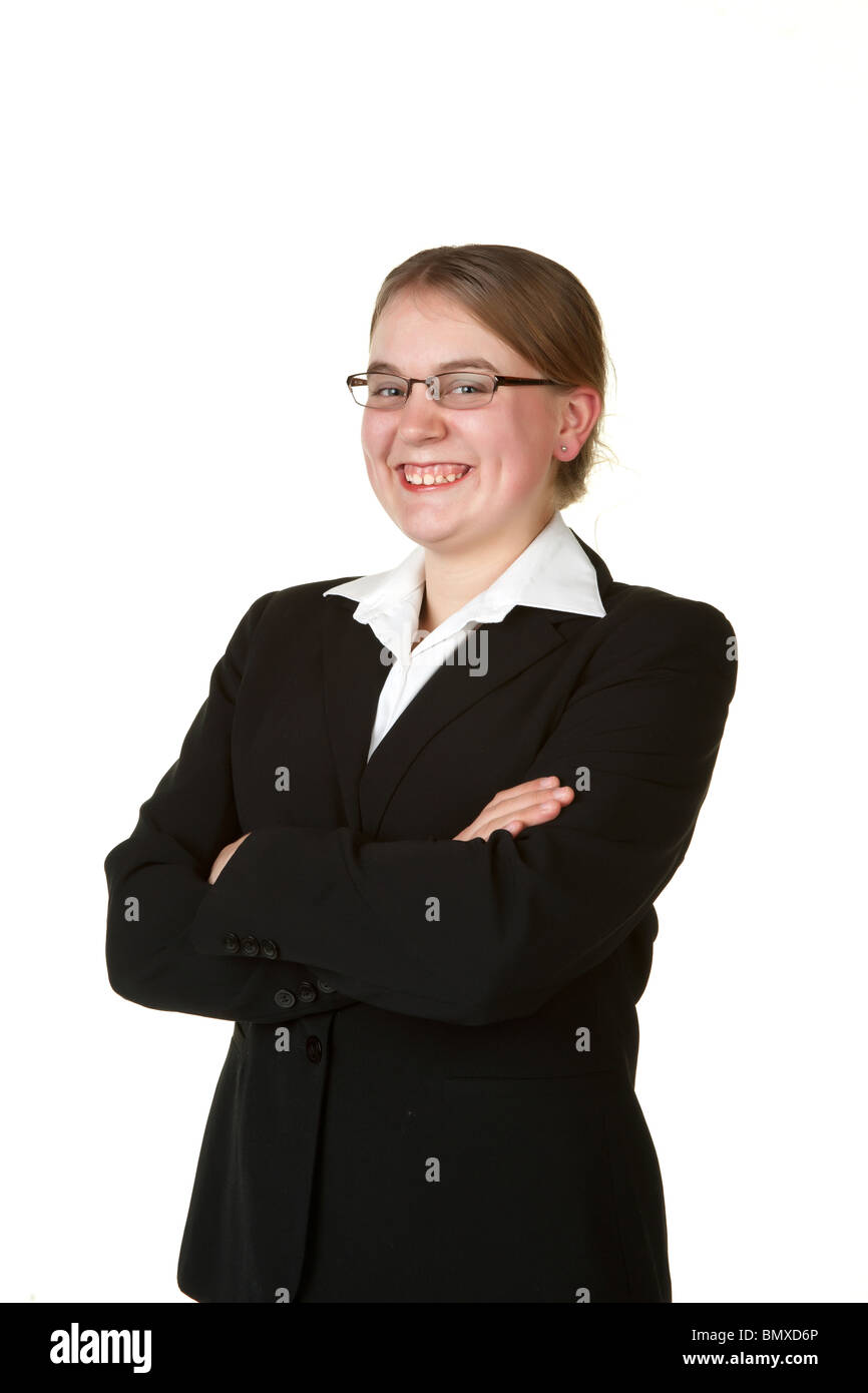 young woman in a business suit isolated on white background Stock Photo ...