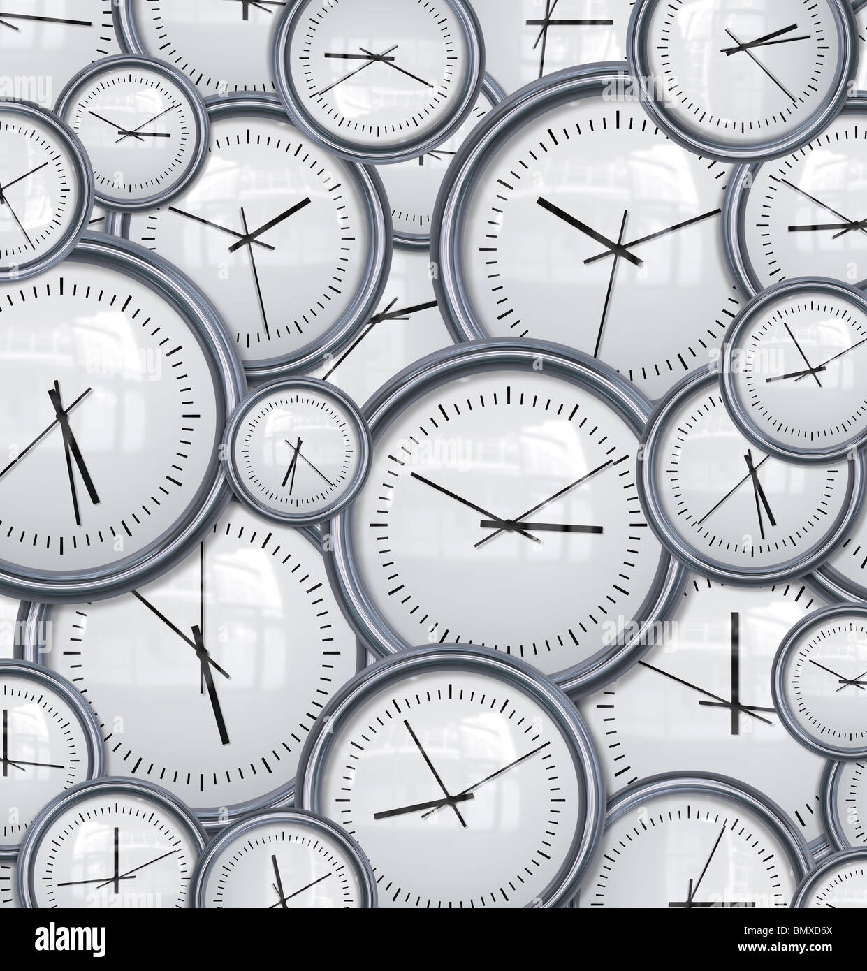 lots and lots clocks for a great time background Stock Photo - Alamy