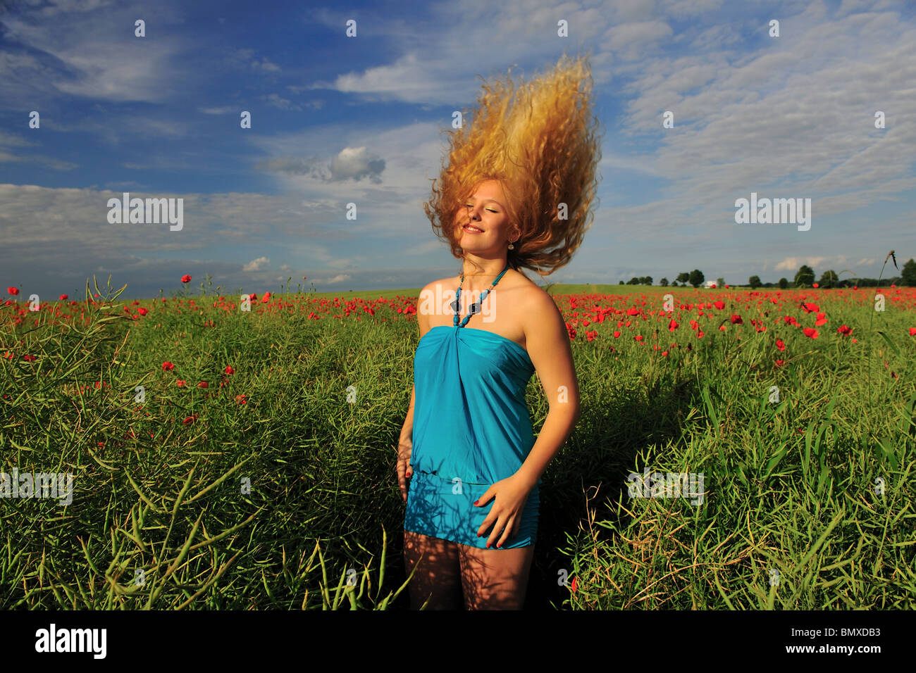 Girl, happy, funny time,life force Stock Photo
