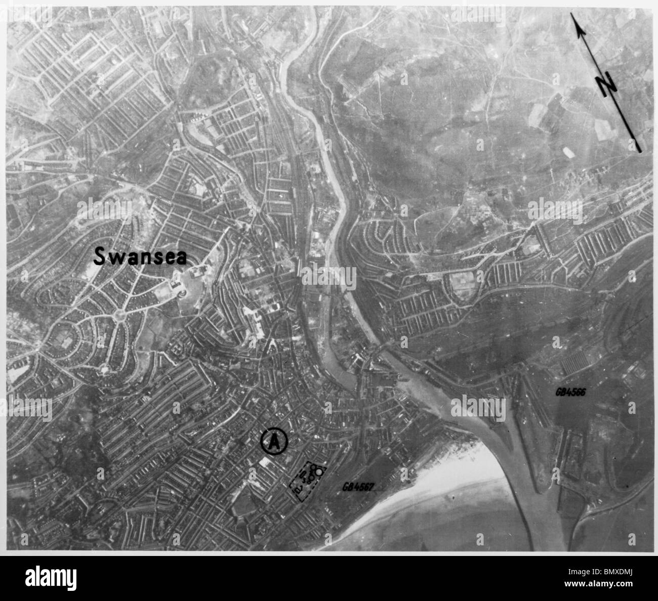 Swansea wales aerial Black and White Stock Photos & Images Alamy