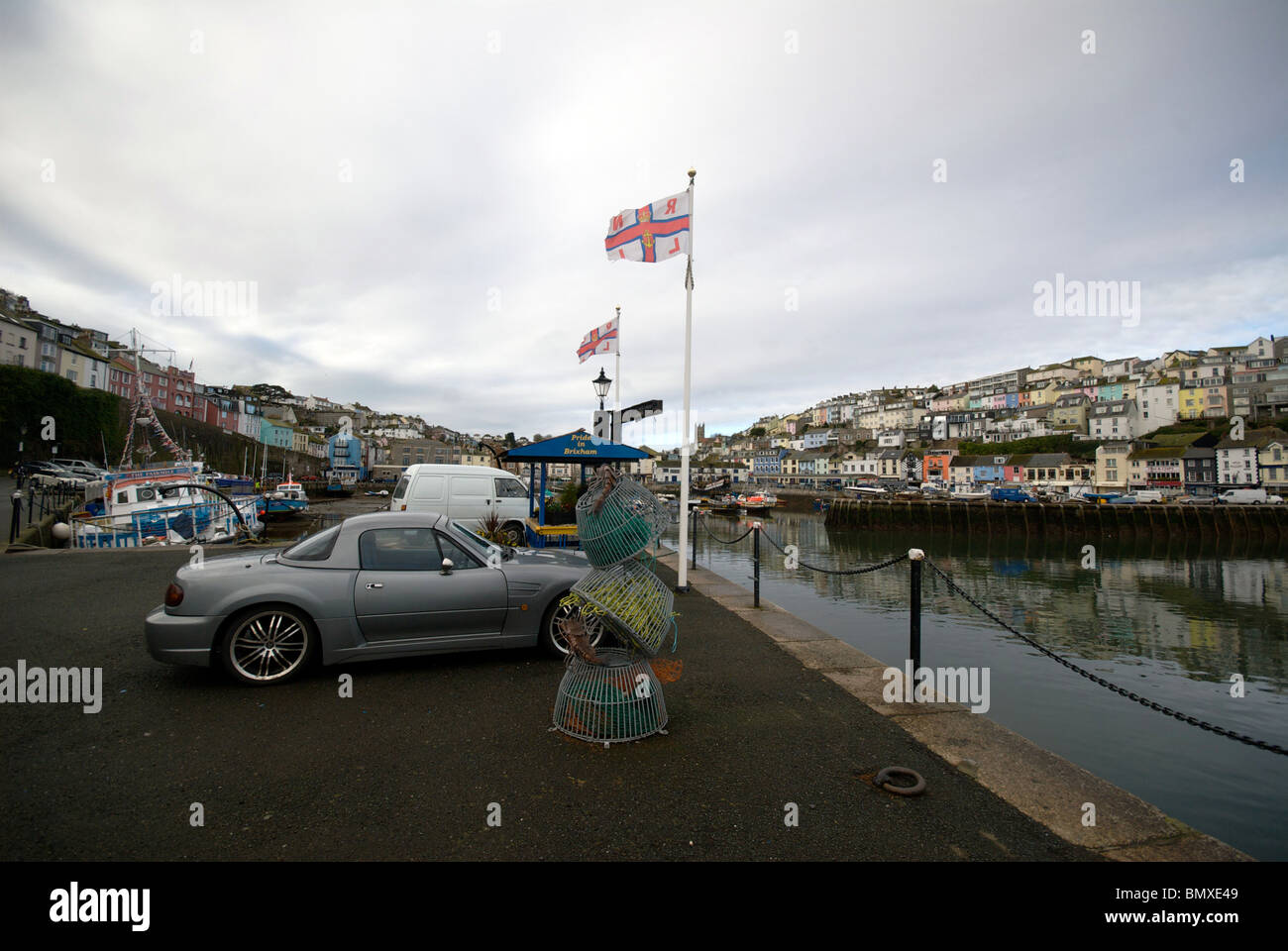 Brixham Devon UK Harbor Harbour Quay Lobster Pots Stock Photo Alamy