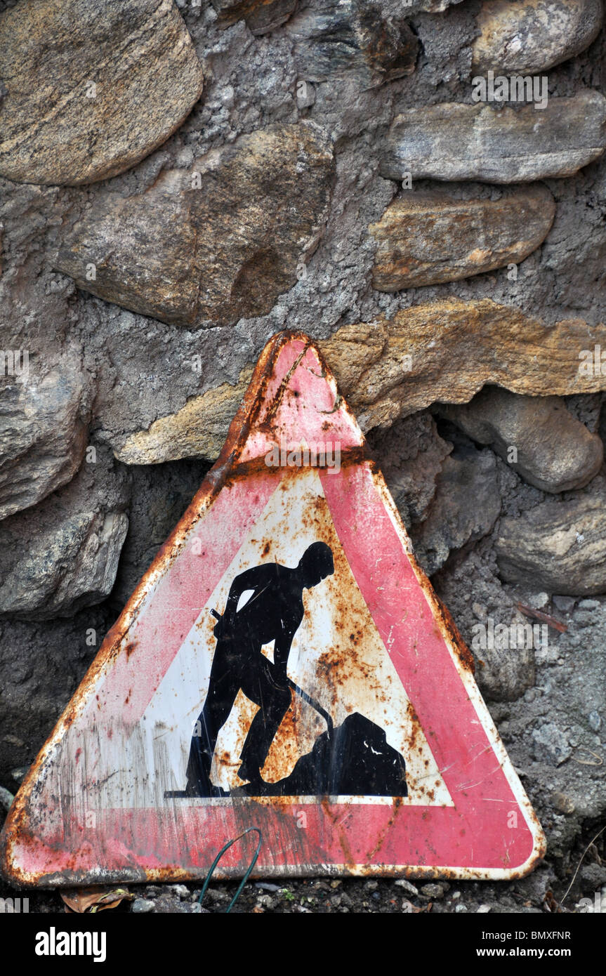 Old roadwork sign hi-res stock photography and images - Alamy