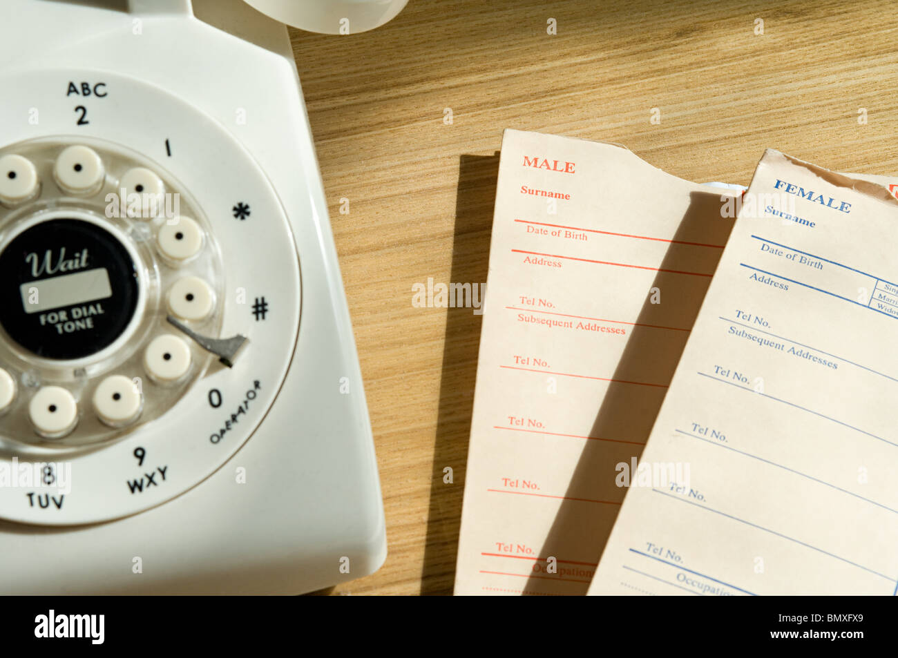 Telephone and medical records Stock Photo