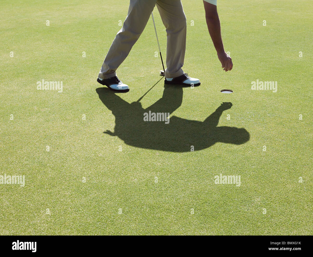 Man playing golf, picking up ball Stock Photo Alamy