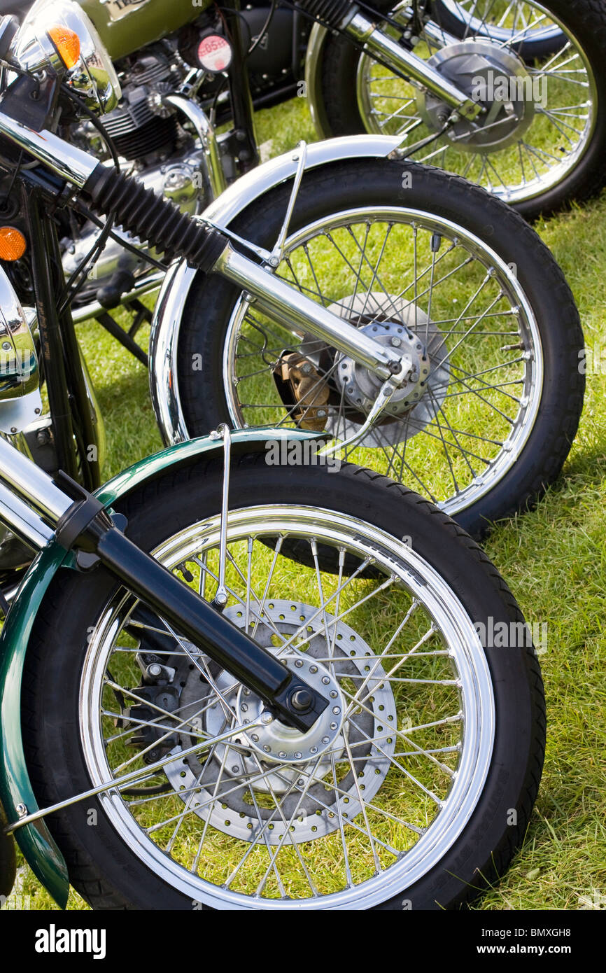 Line up of front wheels Abstract View Stock Photo - Alamy