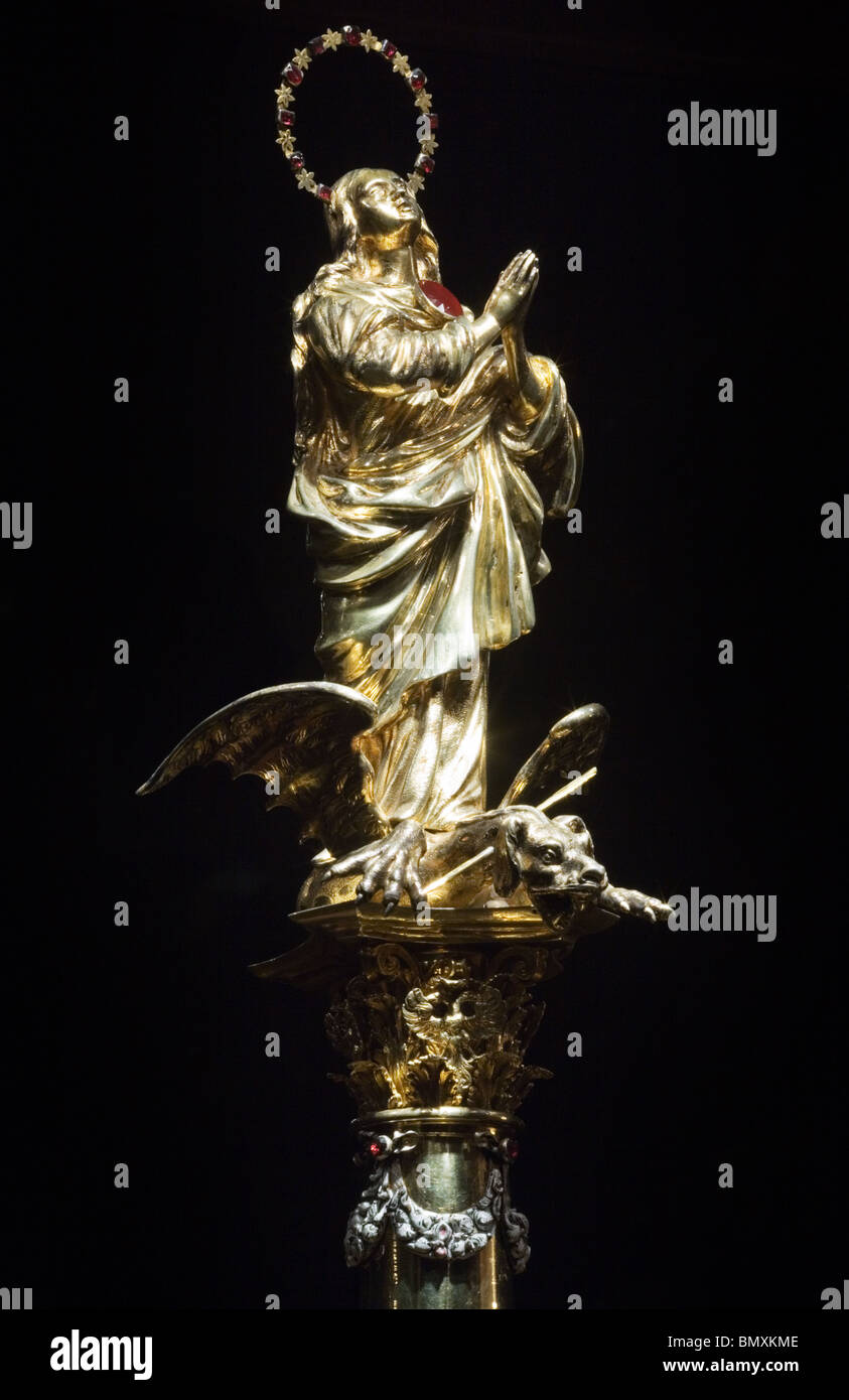Baroque gold religious sculpture Virgin Mary Stock Photo