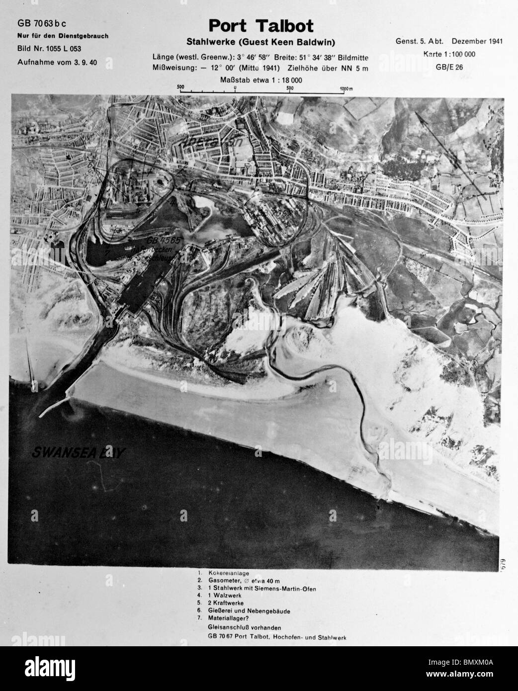 Port Talbot - Wales 1st December 1941 Steel Works Stock Photo
