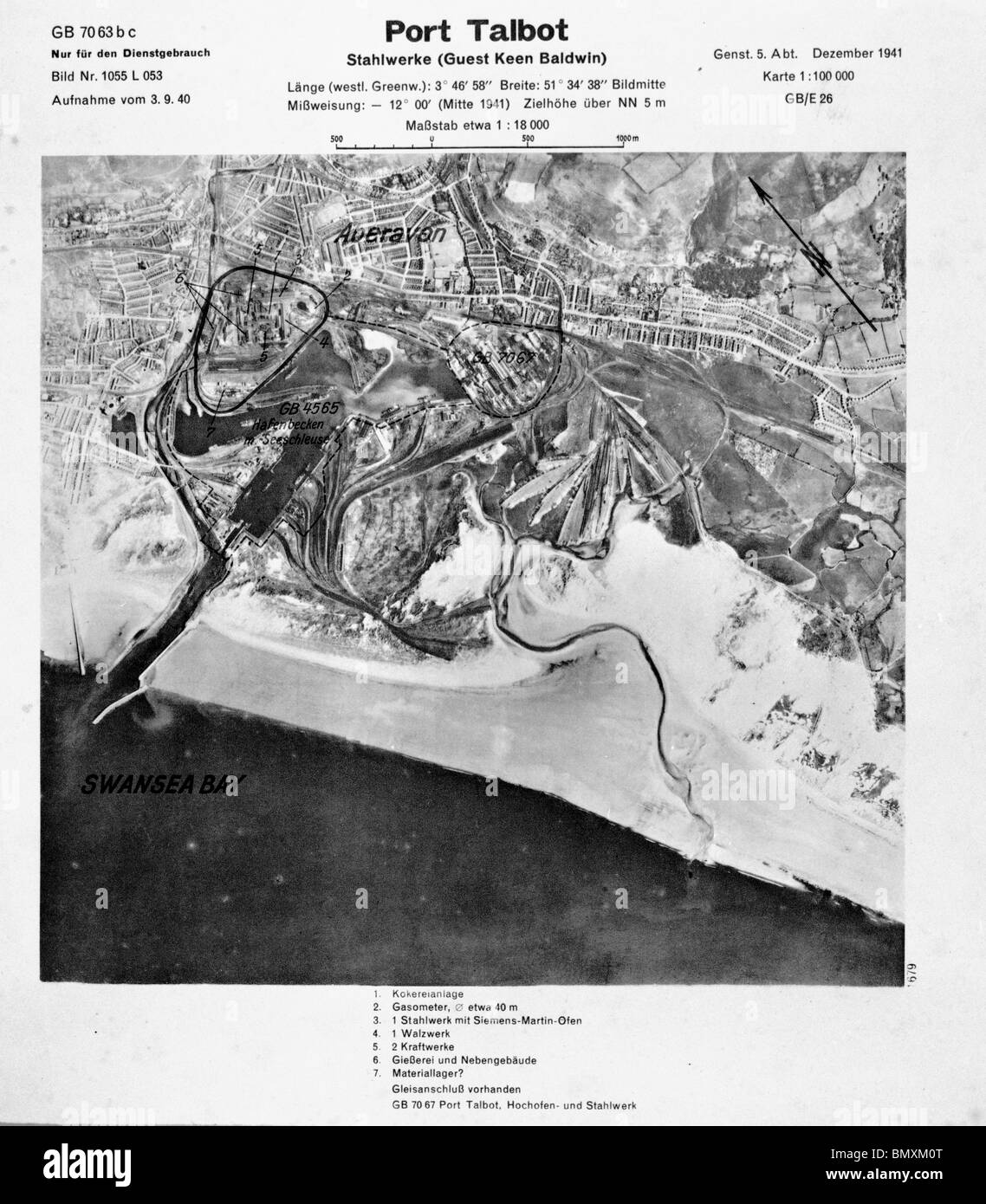 Port Talbot - Wales 1st December 1941 Steel Works Stock Photo
