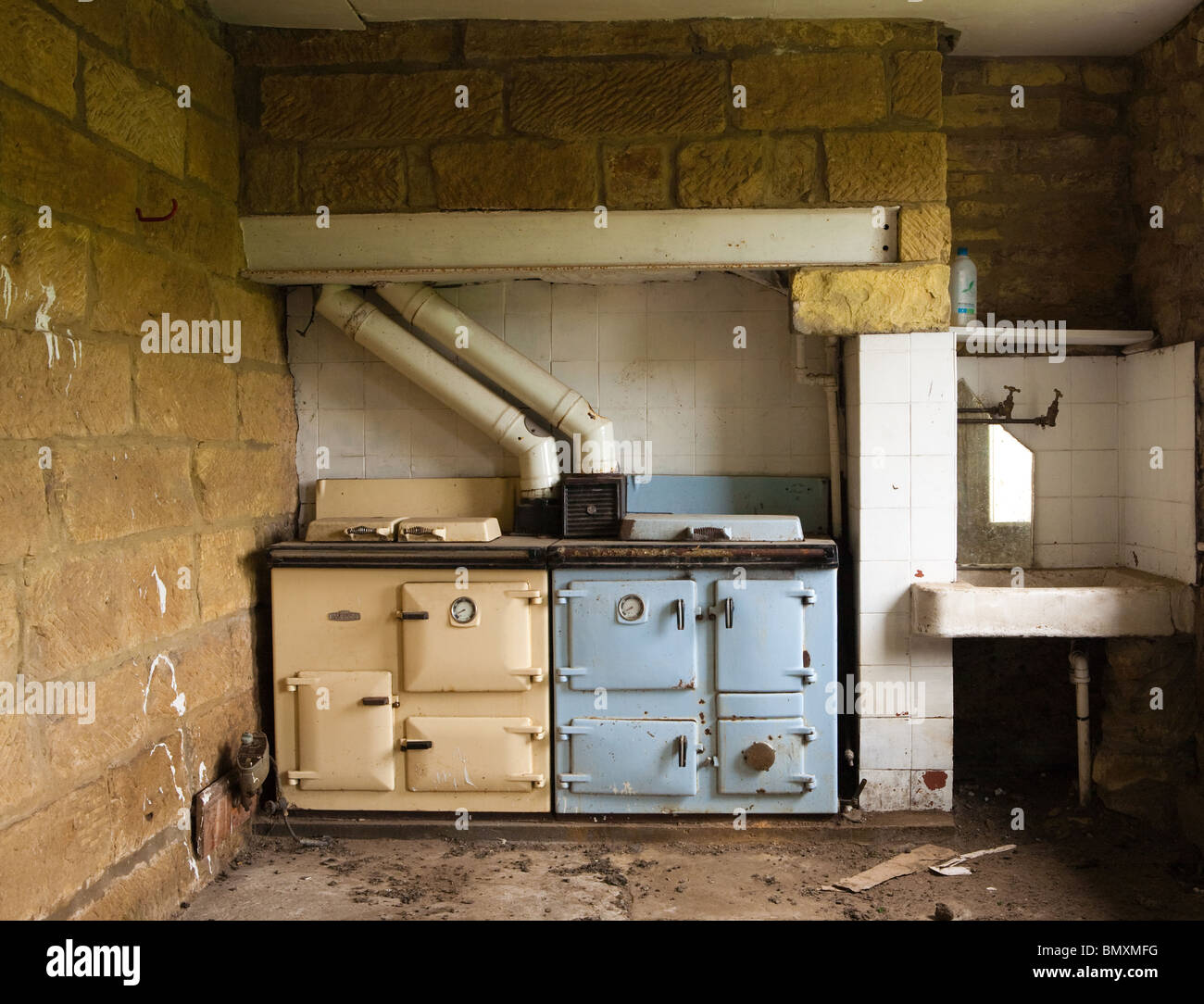 Old Cooking range in a delapidated disused farm house in North
