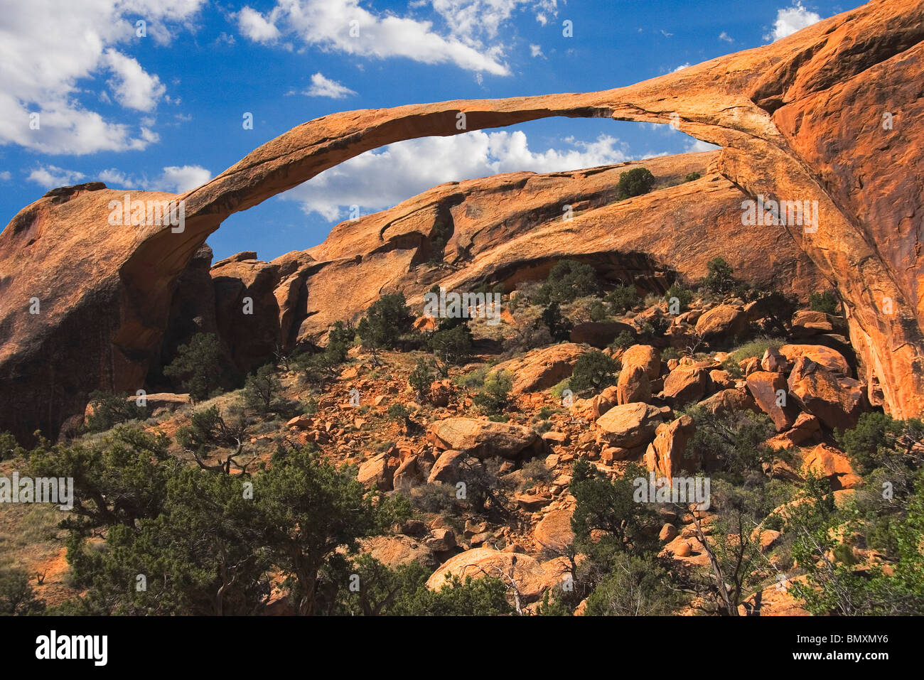 Landscape Arch in Arches National Park in southeastern Utah near the town of Moab Stock Photo