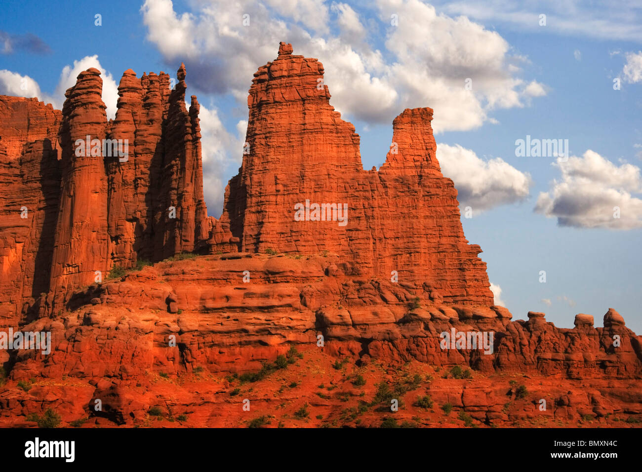 Fisher Towers in the Colorado River Waterway near Castle Valley and Moab in southern Utah Stock Photo
