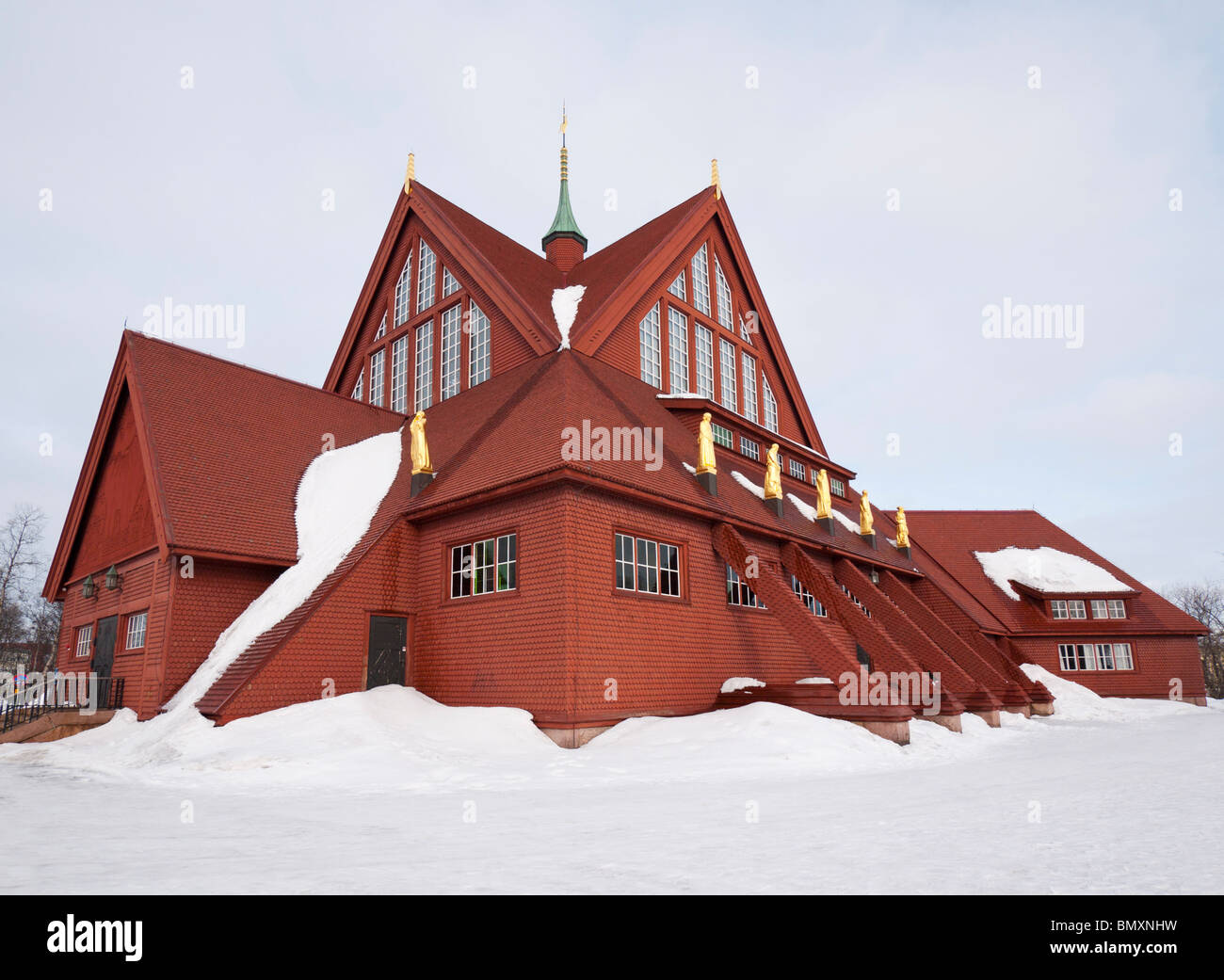 The Kiruna church, mostly made from wood, which was inaugurated in 1912. Stock Photo
