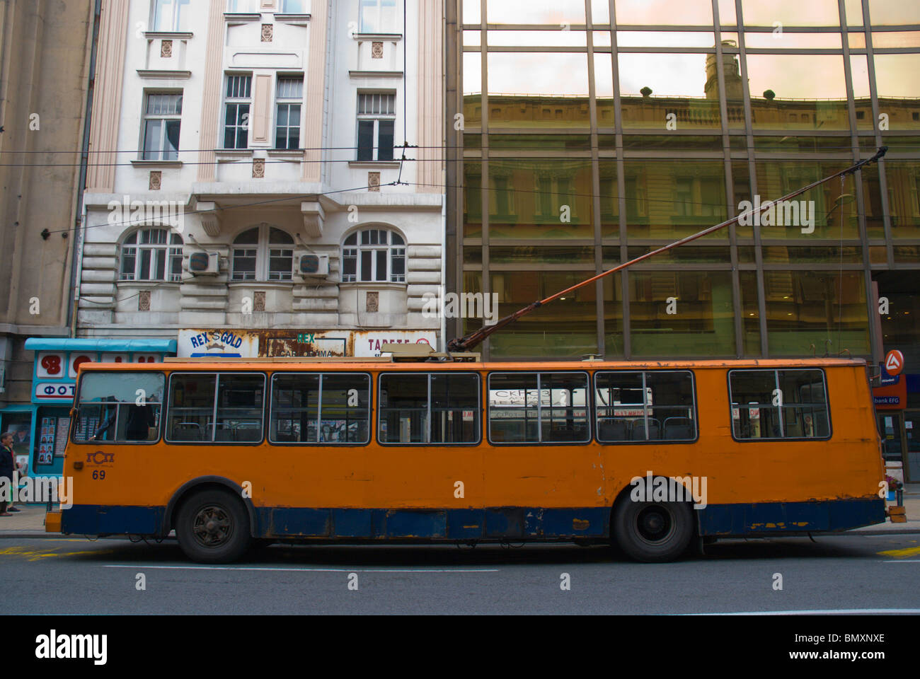 Trolley bus on stop Vase Carapica street central Belgrade Serbia Europe