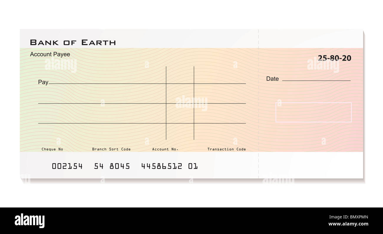 Illustrated Bank Cheque With Room For Your Own Details Stock Photo