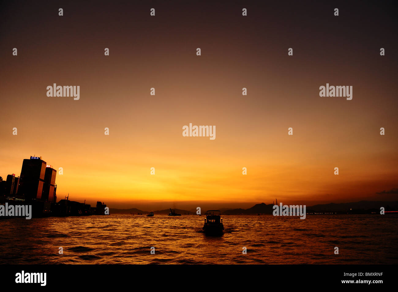 Hong Kong - Victoria Harbour Magic Hour Stock Photo