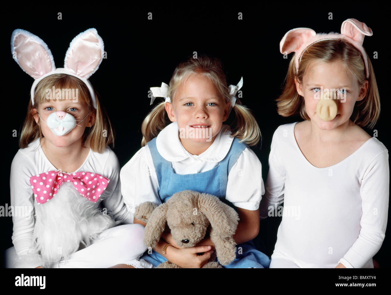 Identical Girl Triplets in Halloween Costumes Stock Photo 30093816 Alamy