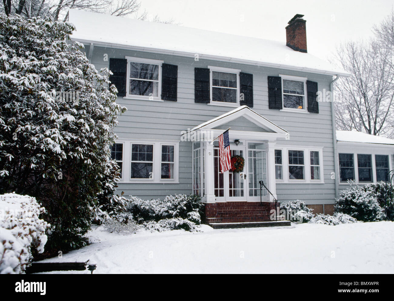Luxury House in the Snow  2002 Stock Photo