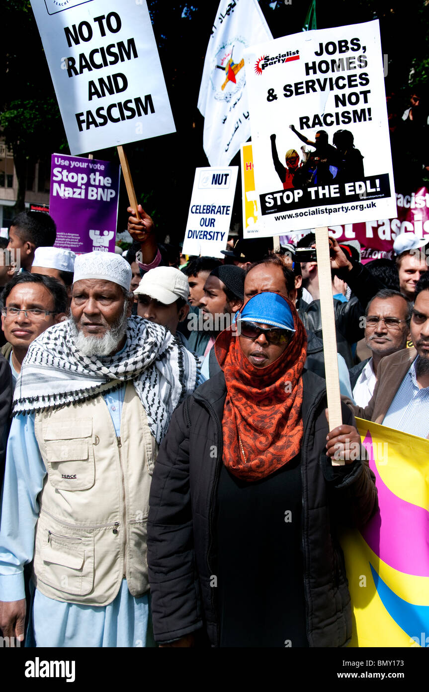 East End London march and protest against racism and fascism. Stock Photo