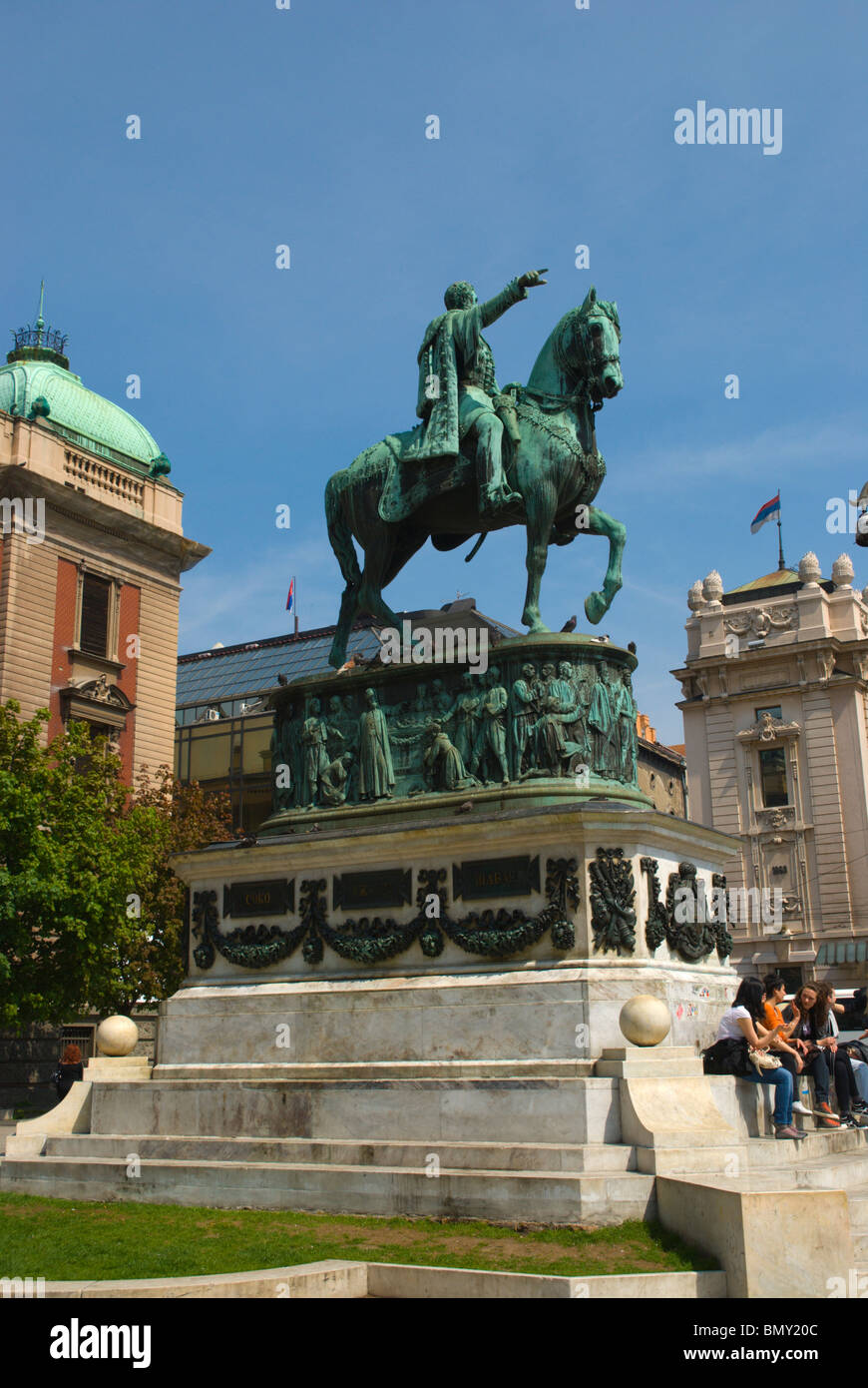 Statue of Prince Mihailova at Trg Republike square central Belgrade Serbia Europe Stock Photo