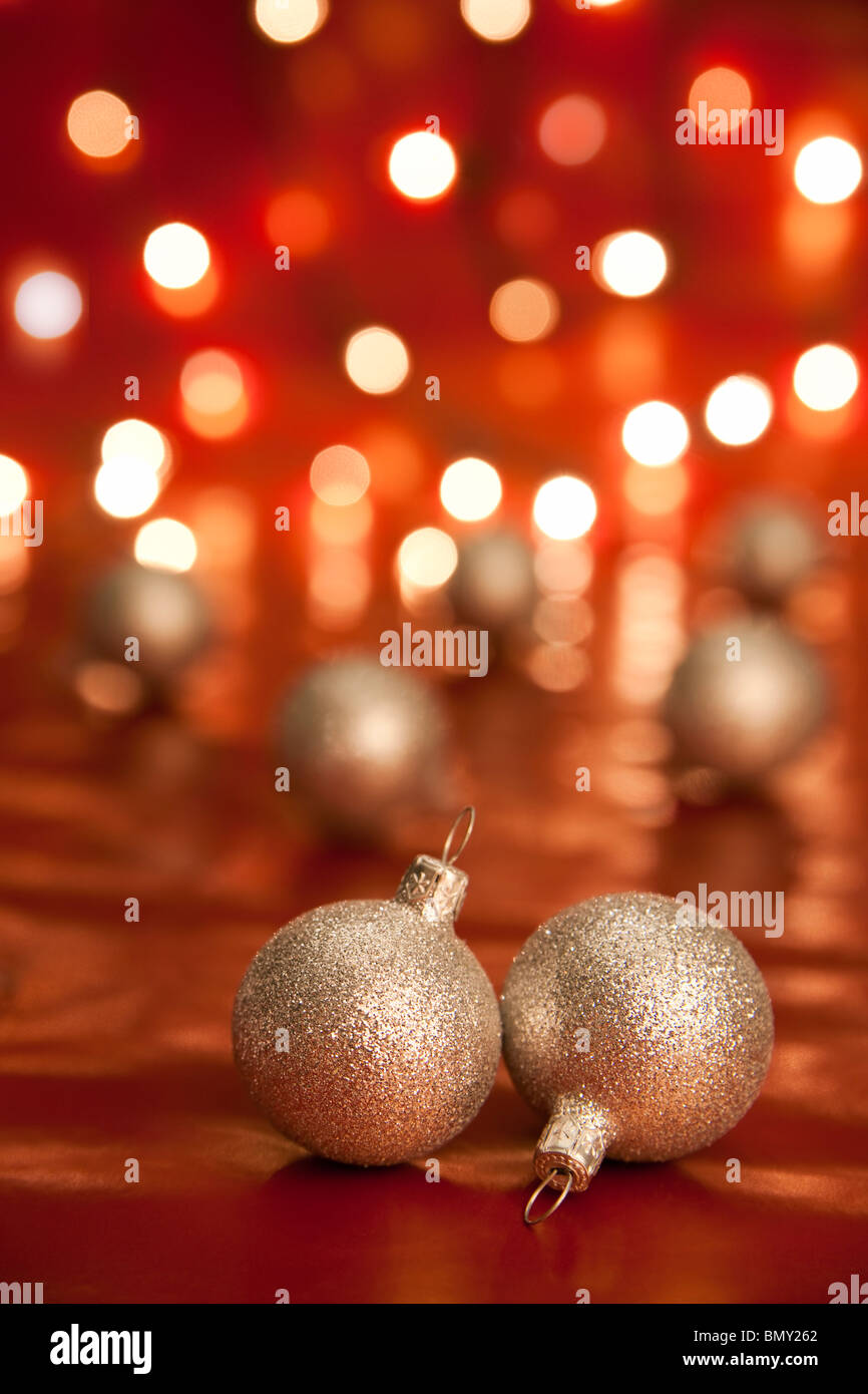 Christmas balls and lights. Shallow depth of field. aRGB. Stock Photo