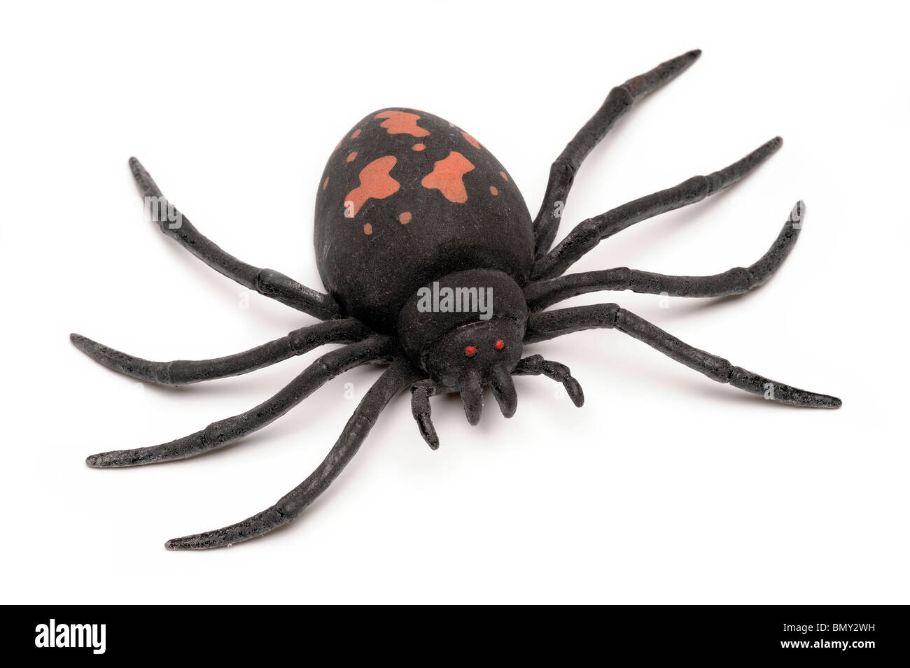 Big black toy rubber spider Stock Photo