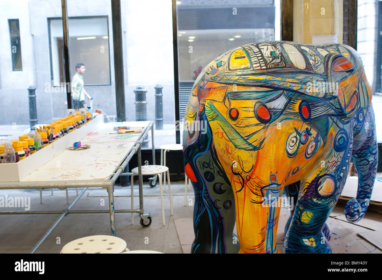 Painted elephant in Elephant Parade Gallery Store in Fouberts Place