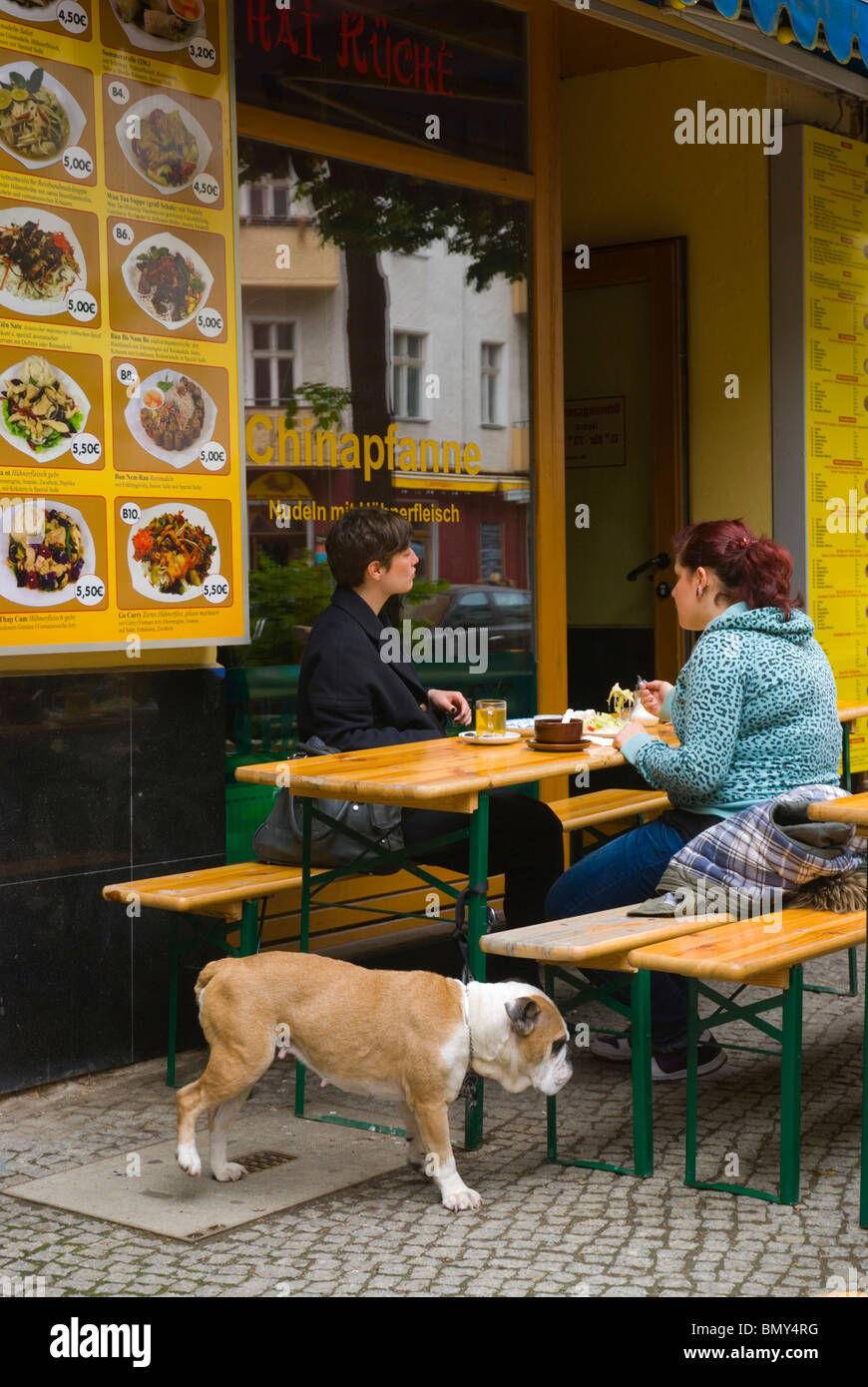 Asian restaurant SimonDachStrasse street Friedrichshain east Berlin Germany Europe Stock Photo