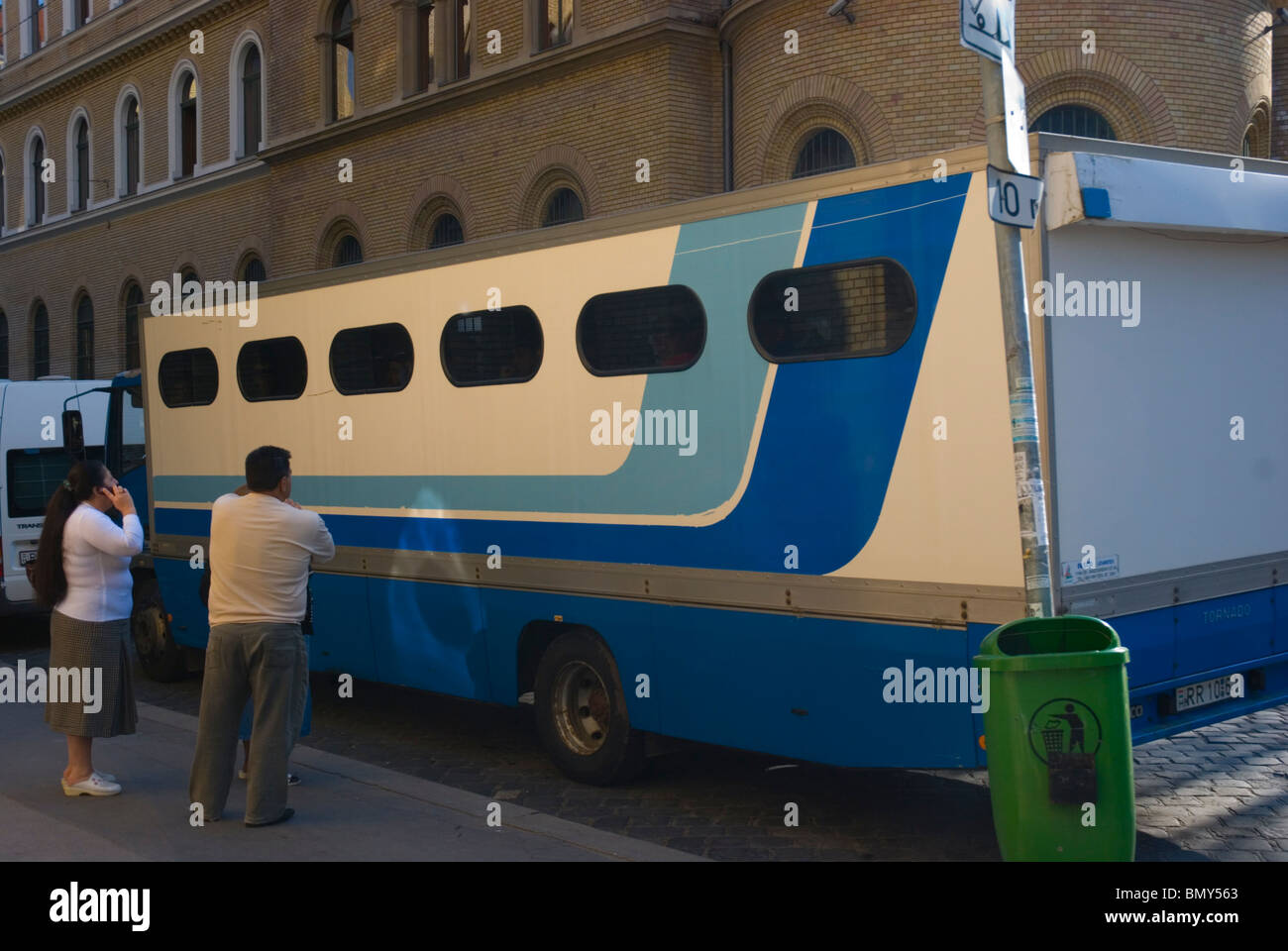 Prisoner transportation vehicle waiting to depart Lipotvaros district Budapest Hungary Europe Stock Photo