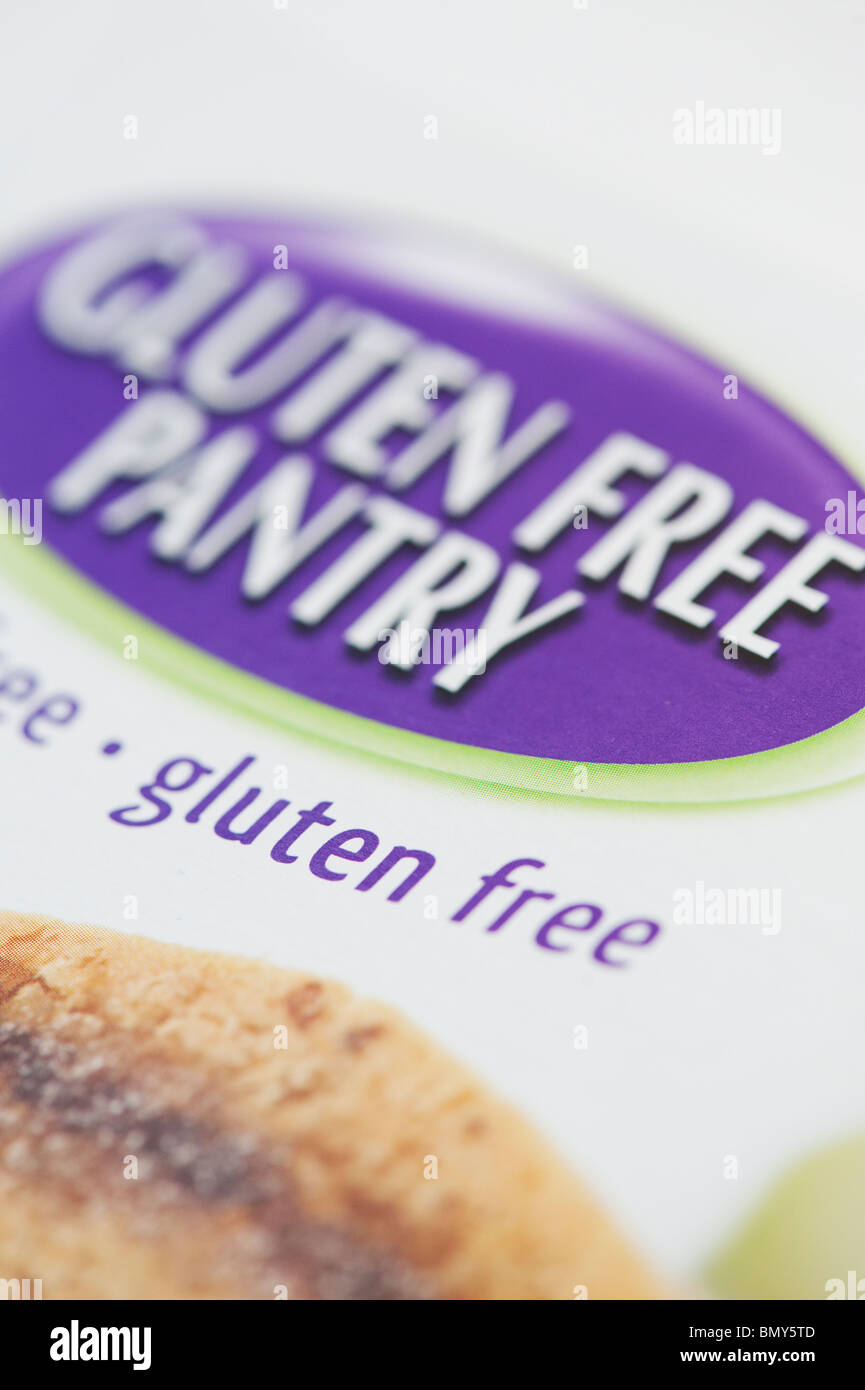 Gluten free, food packet labeling Stock Photo