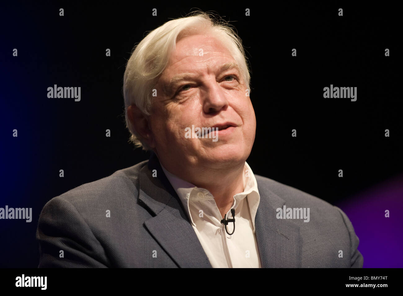 John Simpson BBC News foreign correspondent pictured speaking at Hay Festival 2010 Hay on Wye Powys Wales UK Stock Photo