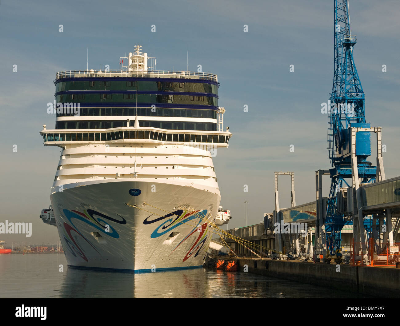 Cruise ship Norwegian Epic berthed in Southampton UK for the first time. Stock Photo