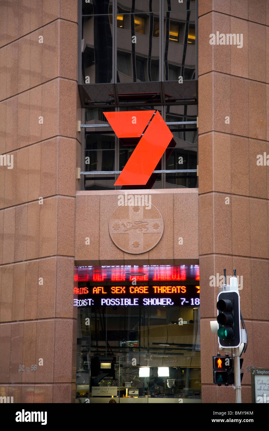 facade of australia's channel 7 television office building in sydney Stock Photo