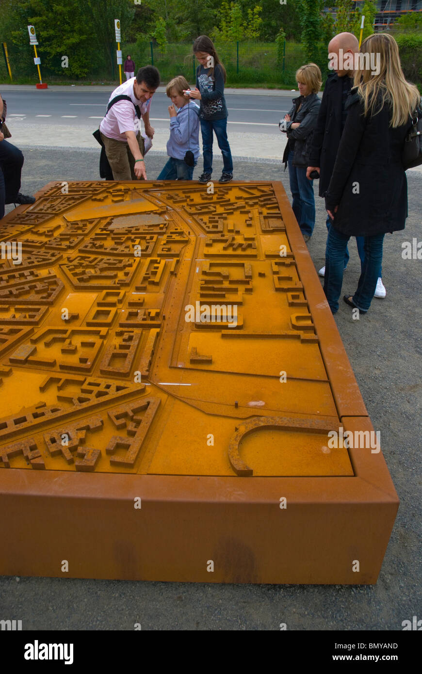 Berlin Wall exhibition at Nordbahnhof metro station between old east and west Mitte Berlin Germany Europe Stock Photo