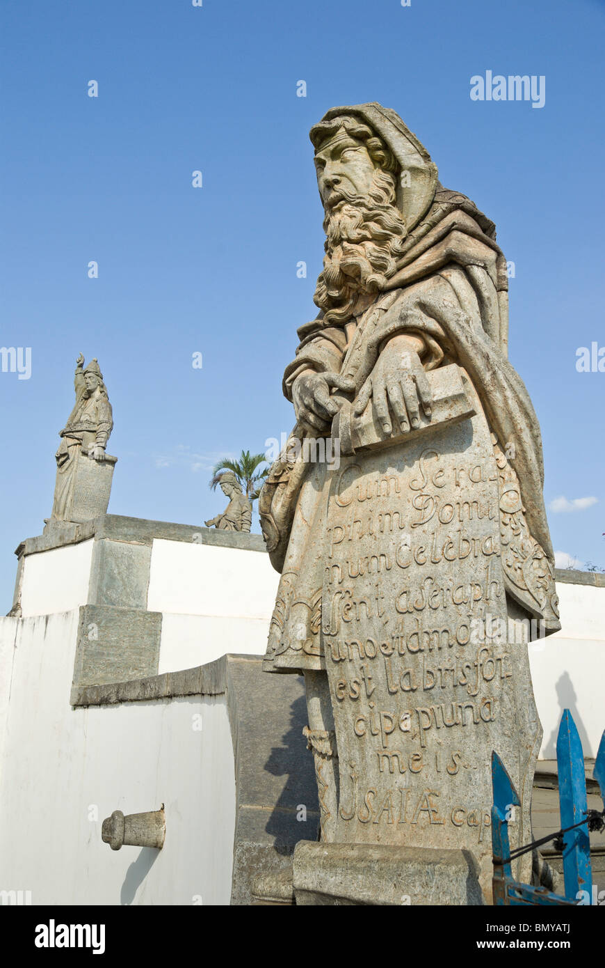 Prophet Isaias, part of the Twelve Prophets, the most famous piece from baroque sculptor Aleijadinho. Stock Photo